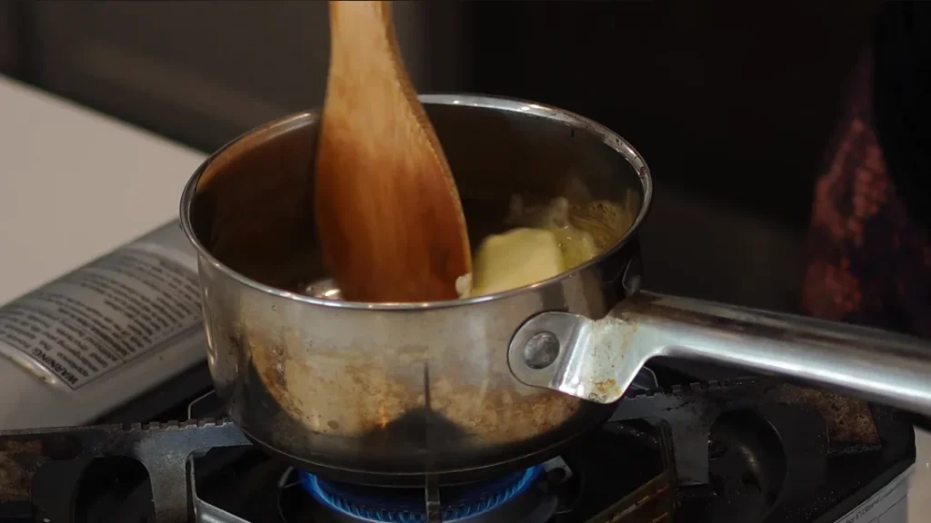 Cook the butter just until the milk solids become golden brown and fragrant. Removing it from the heat immediately helps prevent the butter from burning.