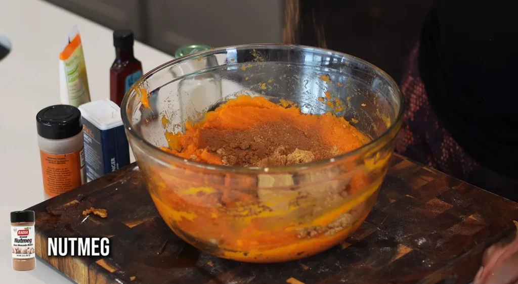 Ground cinnamon, nutmeg, ginger, a pinch of salt, and optional ground cloves create a warm spice blend that complements the sweet potatoes without overpowering their natural flavor.