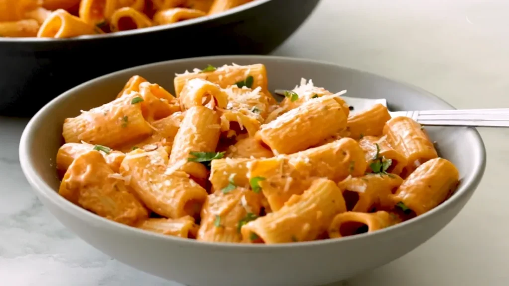 creamy tomato garlic rigatoni pasta