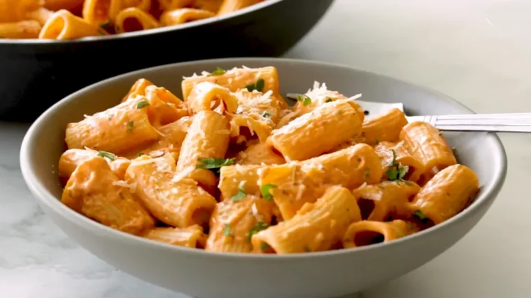 creamy tomato garlic rigatoni pasta