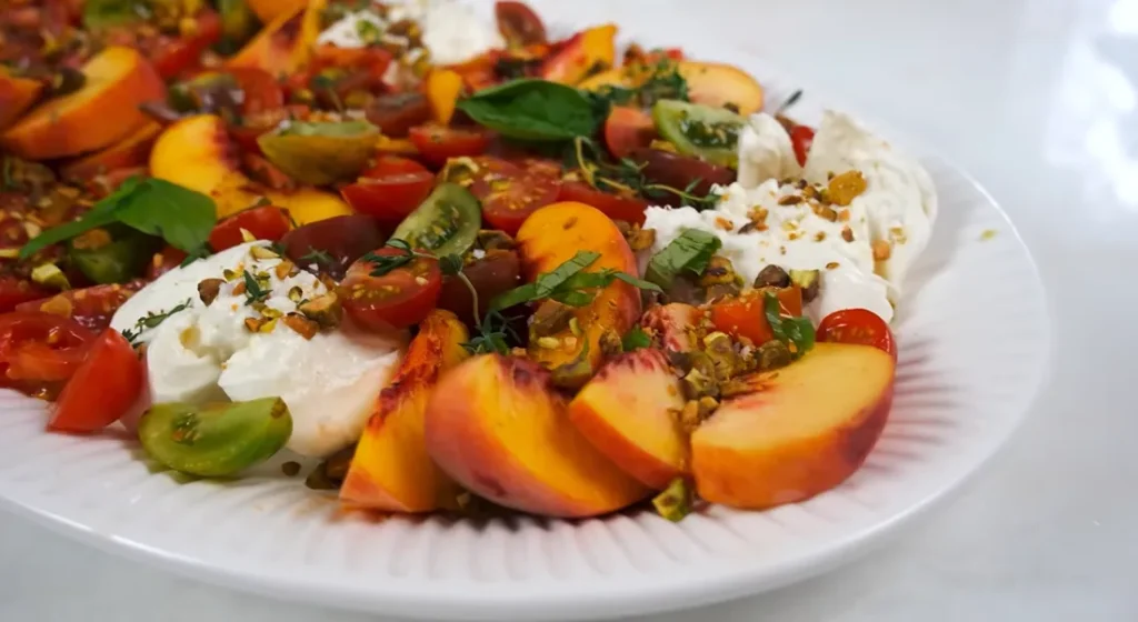 peach burrata salad