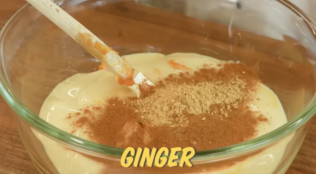 Warm spices added to creamy pumpkin pie filling