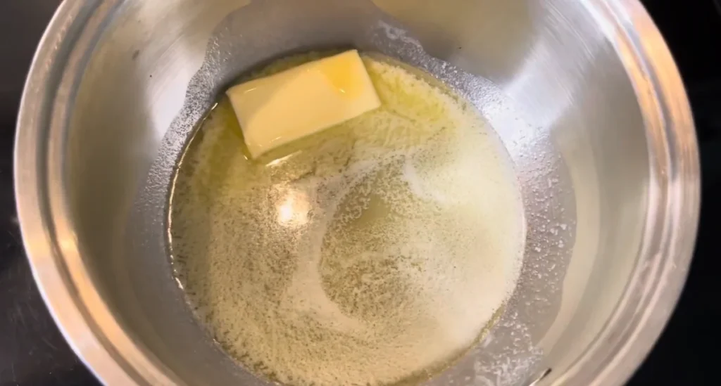 Melting butter for homemade Hollandaise sauce