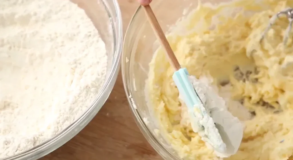 Maple shortbread cookie dough with flour mixture