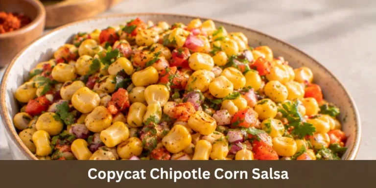 A bowl of freshly prepared corn salsa filled with sweet corn and chopped fresh ingredients on a tabletop, photographed in natural daylight as a colorful homemade side dish.