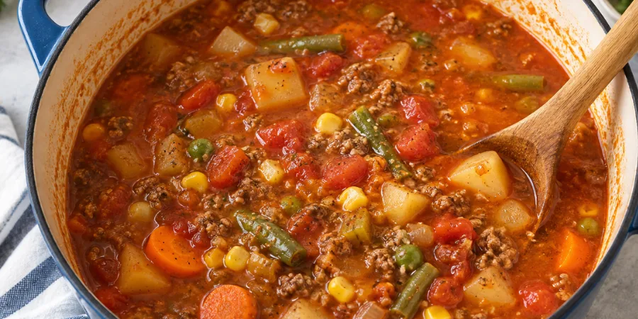 The finished pot of soup, ready to serve